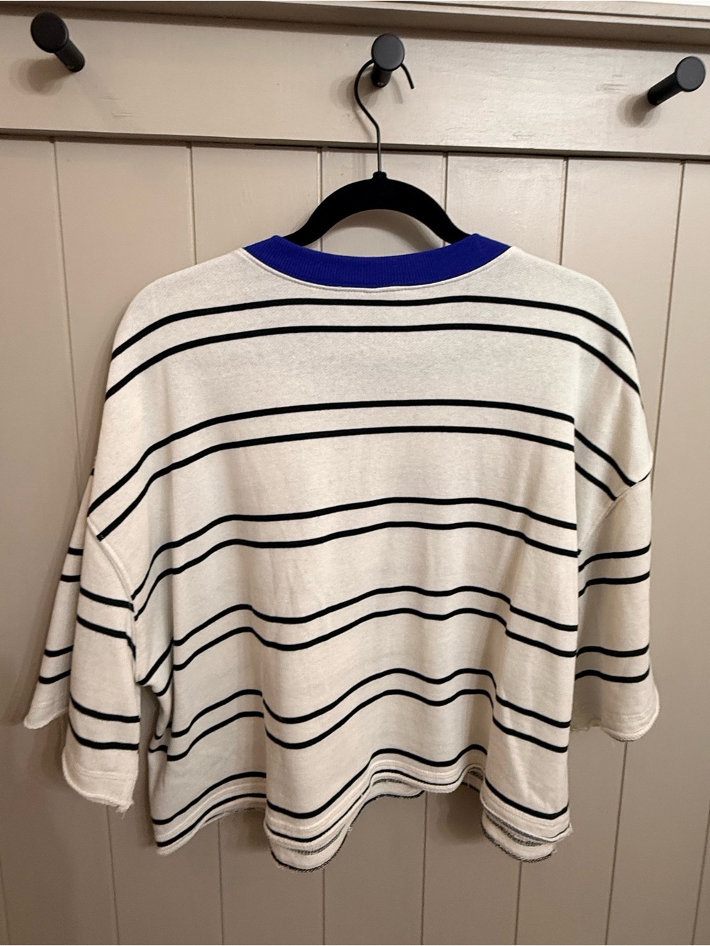 wild fable White and Black Striped Cropped with Royal Blue Collar - Picture 2 of 7